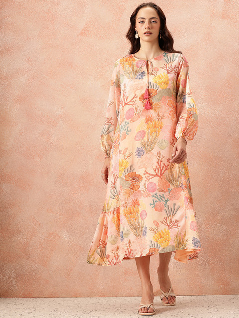 all about you Floral Printed Puff Sleeve A-Line Midi Dress - Image 4
