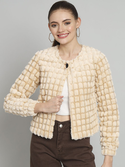 Chemistry Women Self-Design Fur Overcoat