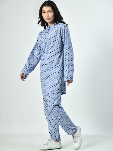 BAESD Printed Mandarin Collar Pure Wool Tunic With Trouser - Image 4