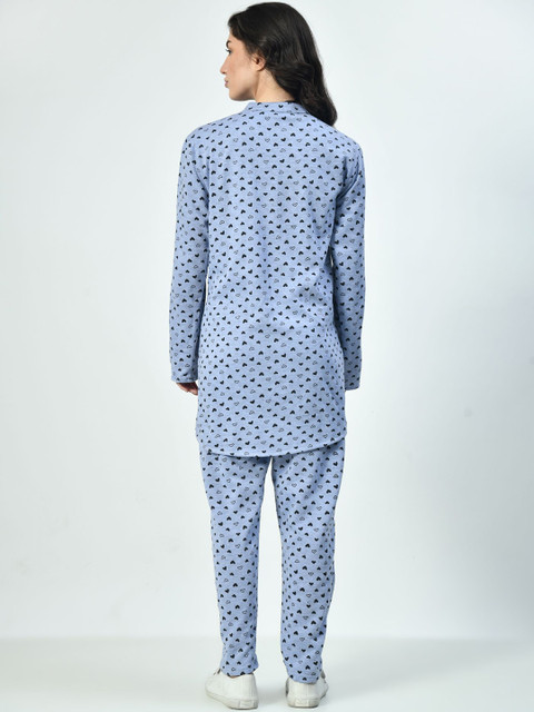 BAESD Printed Mandarin Collar Pure Wool Tunic With Trouser - Image 5
