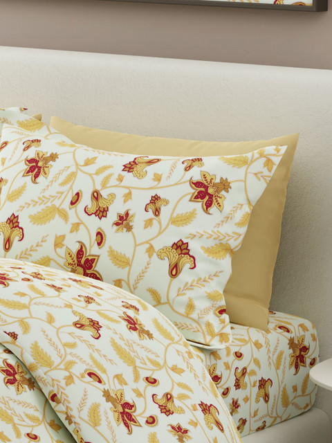 Boutique Living India Siesta White Printed 200 TC Cotton King Bedsheet Set 2.74m x 2.74m - Image 6