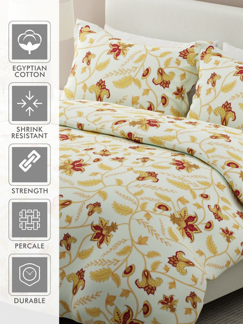 Boutique Living India Siesta White Printed 200 TC Cotton King Bedsheet Set 2.74m x 2.74m - Image 5