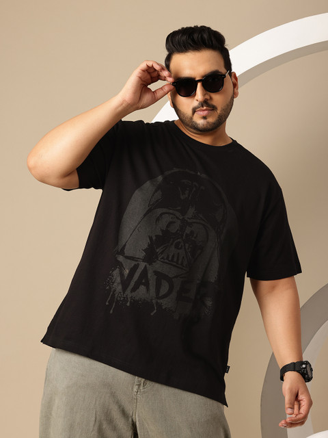 Sztori Plus Size Printed Pure Cotton Drop-Shoulder Sleeves T-shirt