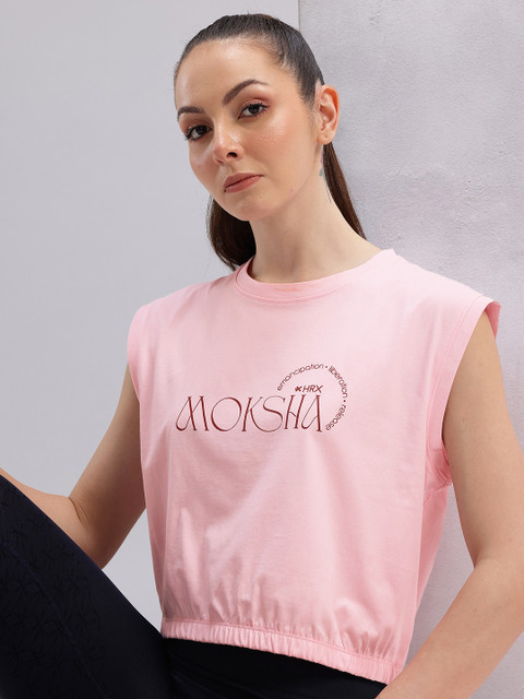 HRX by Hrithik Roshan Printed Pure Cotton Boxy Yoga T-shirt