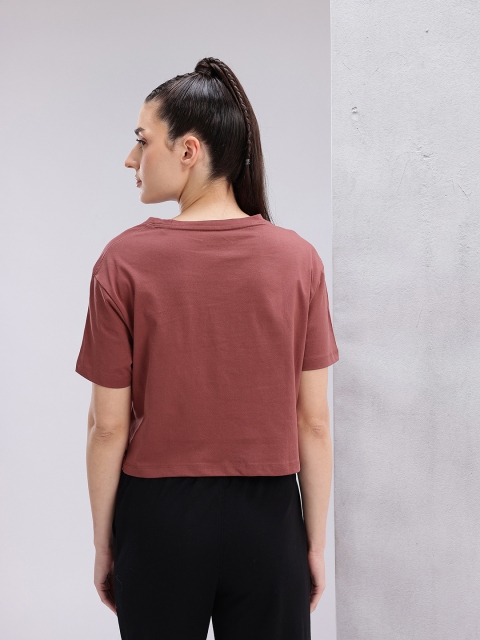 HRX by Hrithik Roshan Typography Print Drop-Sleeves Pure Cotton Crop Boxy Fit Yoga T-shirt - Image 5