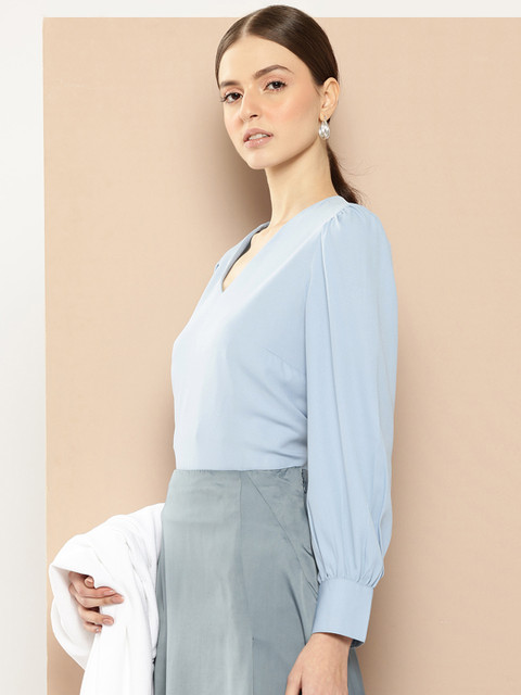 her by invictus Solid Puff Sleeve Top