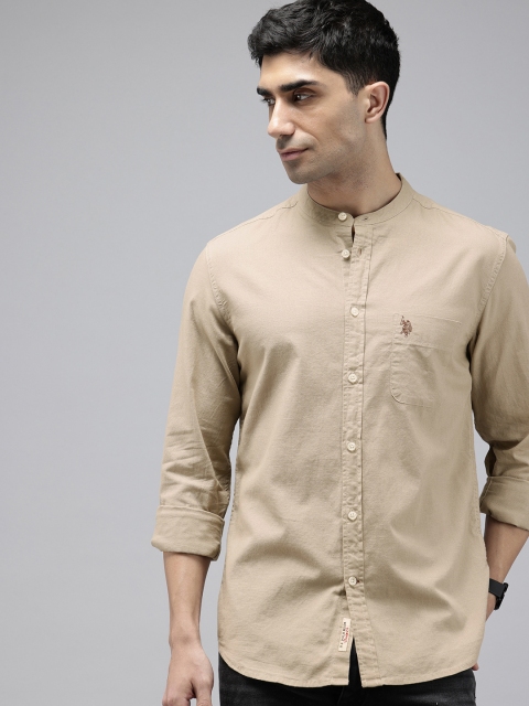 U.S. Polo Assn. Denim Co. Pure Cotton Band Collar Casual Shirt