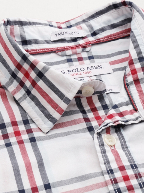 U.S. Polo Assn. Tailored Fit Checked Pure Cotton Casual Shirt - Image 2