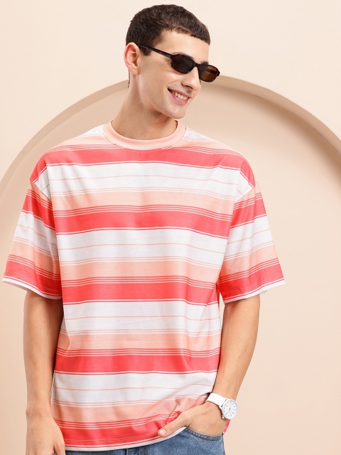 Mast & Harbour Men Striped Oversized T-shirt