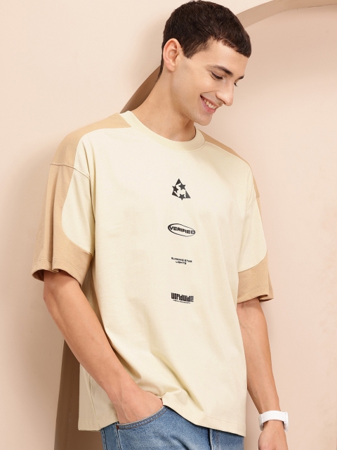 Mast & Harbour Men Typography Printed Oversized T-shirt
