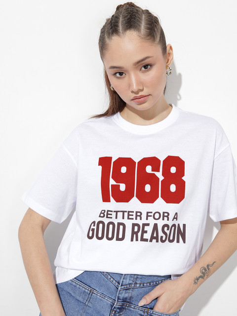 The Roadster Life Co. Typography Printed Oversized T-shirt