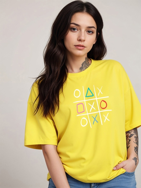 SMARTEES Women Graphic Printed Round Neck Cotton Oversized T-shirt