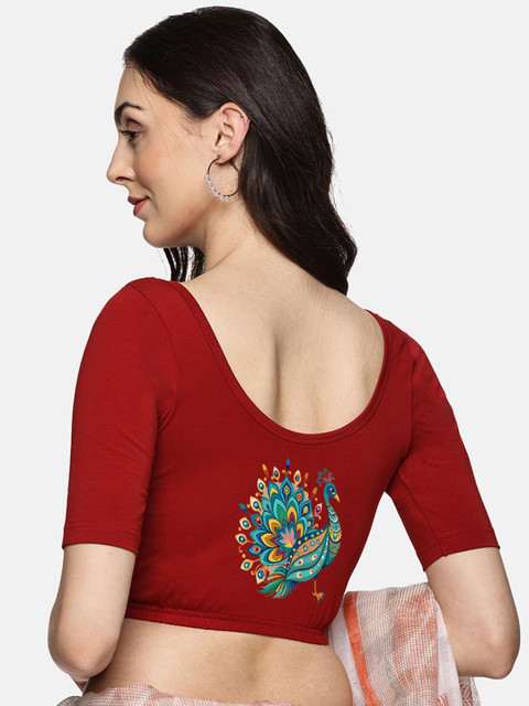 NOT YET by us Back Printed Stretchable Saree Blouse