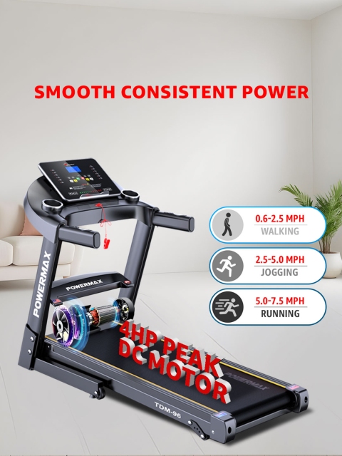 PowerMax Fitness TDM-96 Motorised Foldable Treadmill for Home Gym 4HP Peak DC Motor - Image 3