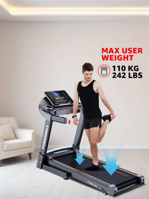 PowerMax Fitness TDM-96 Motorised Foldable Treadmill for Home Gym 4HP Peak DC Motor - Image 5