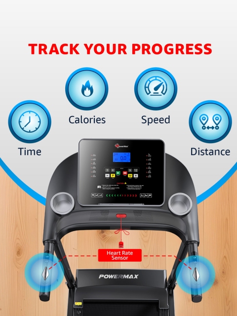 PowerMax Fitness TDM-96 Motorised Foldable Treadmill for Home Gym 4HP Peak DC Motor - Image 2
