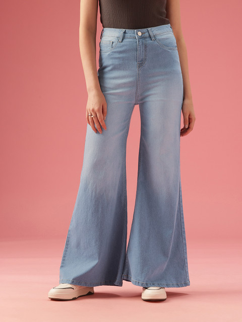 DressBerry Women Flared High-Rise Light Fade Stretchable Jeans