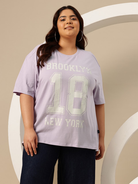 Sztori Plus Size Printed Drop-Shoulder Sleeves Pure Cotton Oversized T-shirt - Image 3