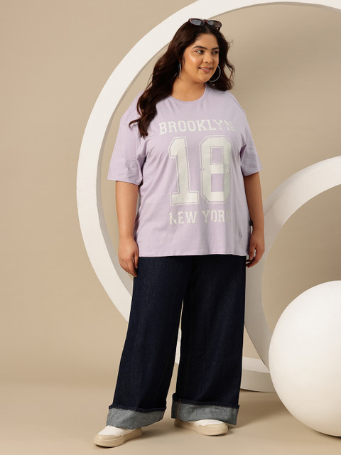 Sztori Plus Size Printed Drop-Shoulder Sleeves Pure Cotton Oversized T-shirt - Image 6