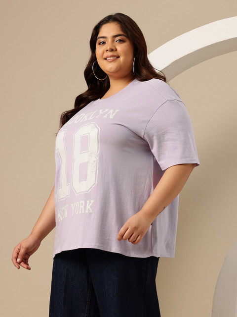 Sztori Plus Size Printed Drop-Shoulder Sleeves Pure Cotton Oversized T-shirt - Image 4