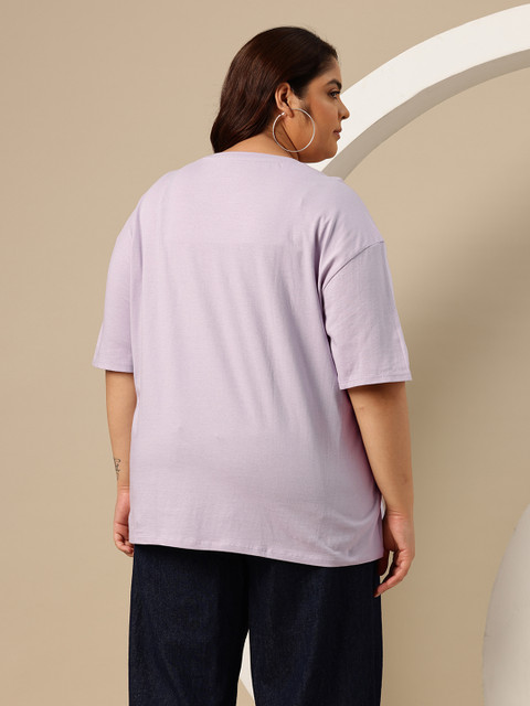 Sztori Plus Size Printed Drop-Shoulder Sleeves Pure Cotton Oversized T-shirt - Image 5