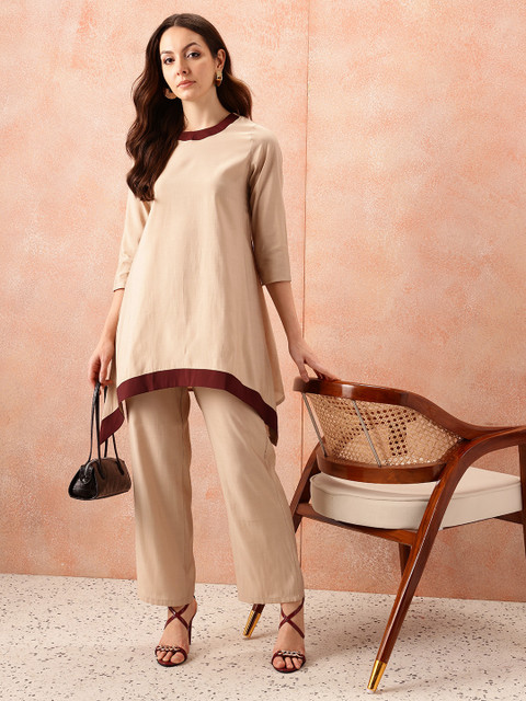 all about you Contrast Neck Ethnic Co-Ords