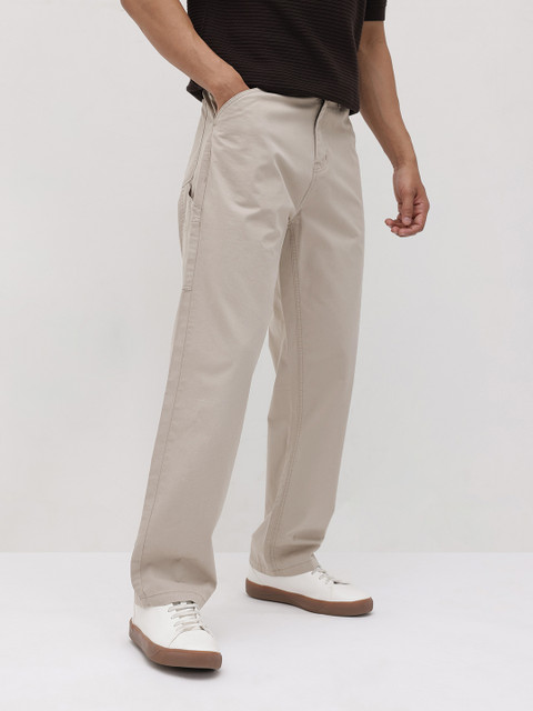 The Roadster Life Co. Men Pure Cotton Carpenter Fit Cargo-Style Trousers