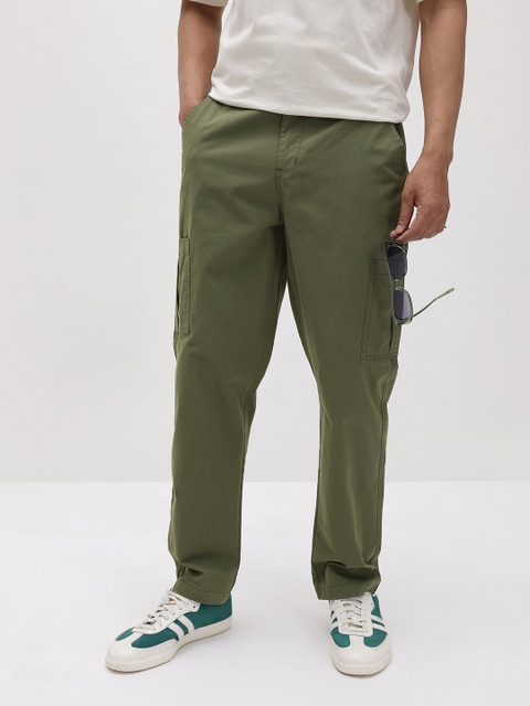 The Roadster Life Co. Men Pure Cotton Carpenter Fit Cargo-Style Trousers