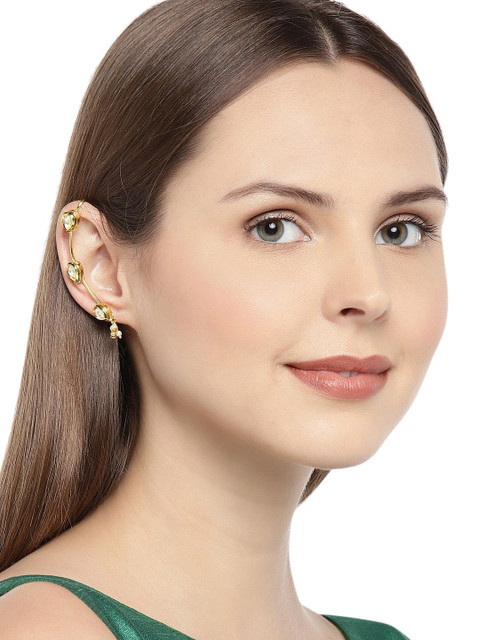 Anouk Gold-Plated Kundan Studded Contemporary Shaped Ear Cuff - Image 4