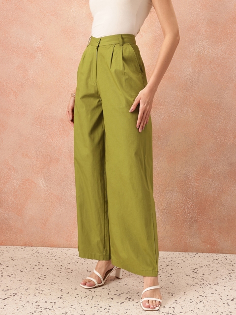 All About You Formals Women Cotton Flared Pleated Trousers - Image 3