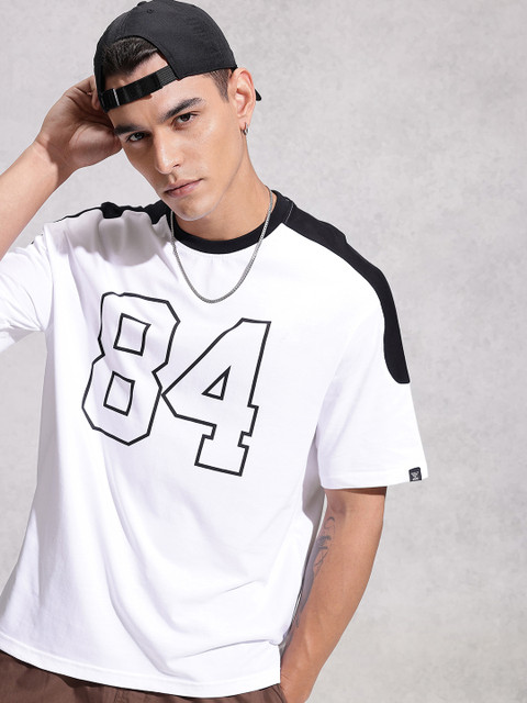 WROGN Oversized Fit Varsity Printed Pure Cotton T-shirt