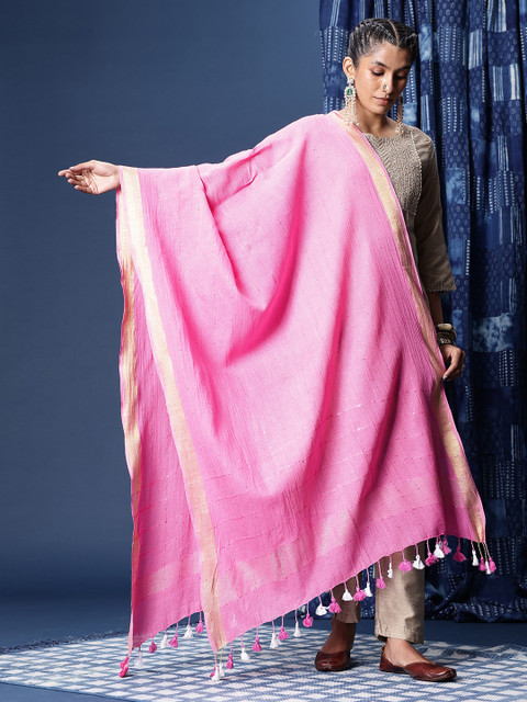 Taavi Sequinned Dupatta with Tassels - Image 2