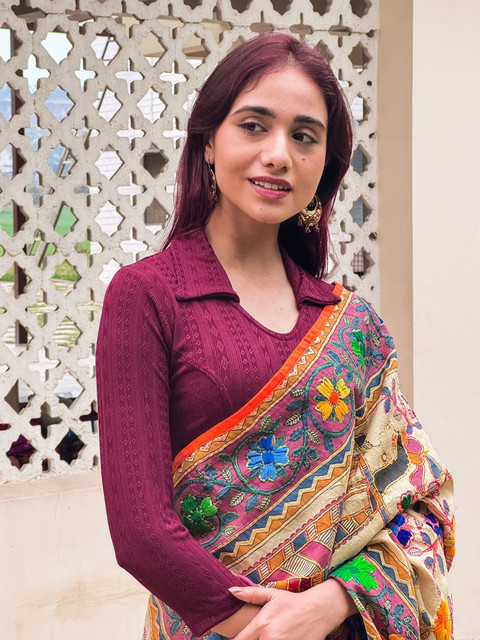 Bindigasm's Advi Collar Readymade Saree Blouse