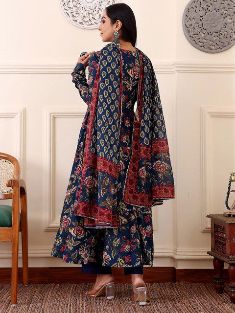 KALINI Women Floral Printed Regular Kurta with Trousers & With Dupatta - Image 4