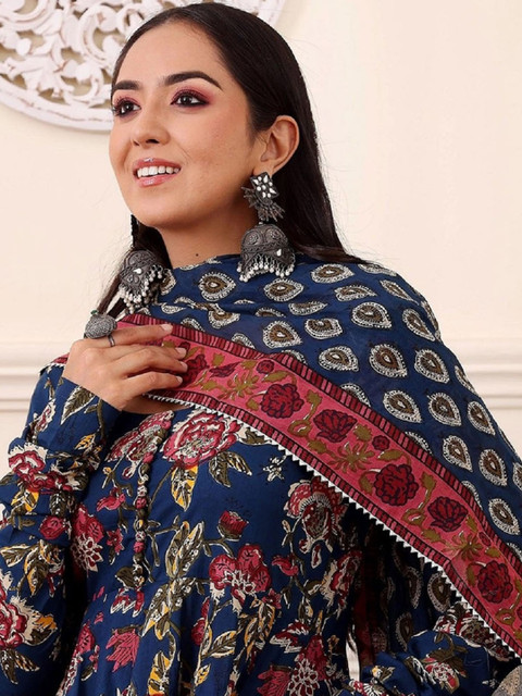KALINI Women Floral Printed Regular Kurta with Trousers & With Dupatta - Image 2
