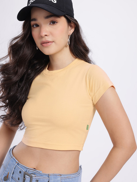 glitchez Slim Fit Crop T-shirt