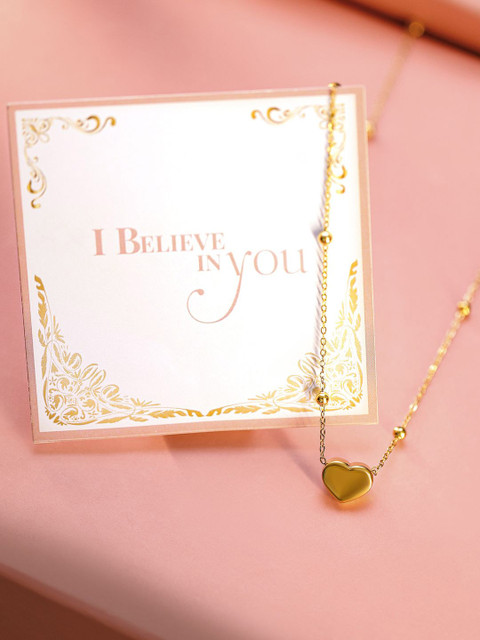 Rubans 22K Gold Plated Heart Pendant Necklace