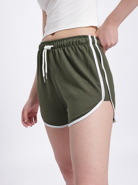 Olive Green Regular Fit Sports Shorts