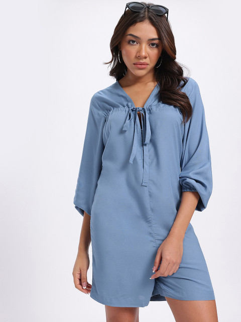 glitchez Gathered Tie-Up Neck Playsuit