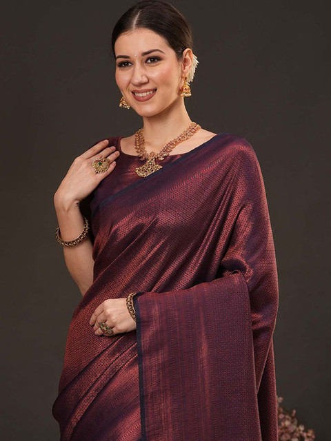 Anouk Woven Design Zari Silk Blend Kanjeevaram Saree