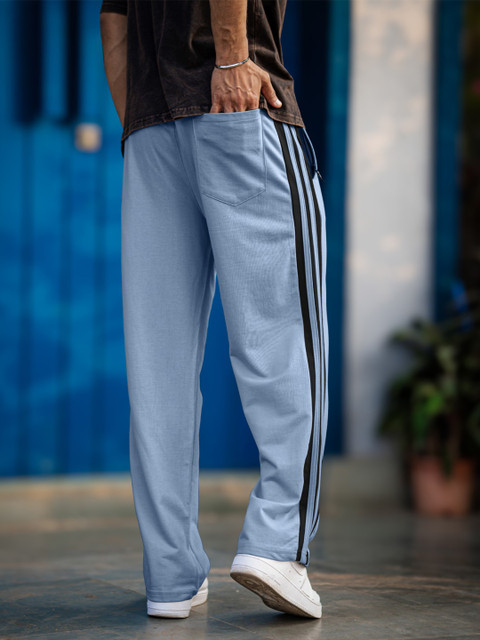 Maniac Men Striped Relaxed-Fit Mid-Rise Track Pants - Image 4