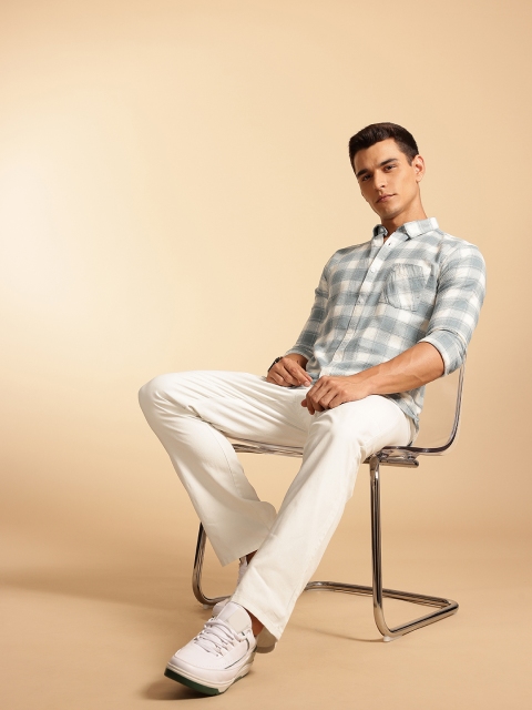 French Connection Pure Cotton Button-Down Collar Textured Checked Casual Shirt - Image 6