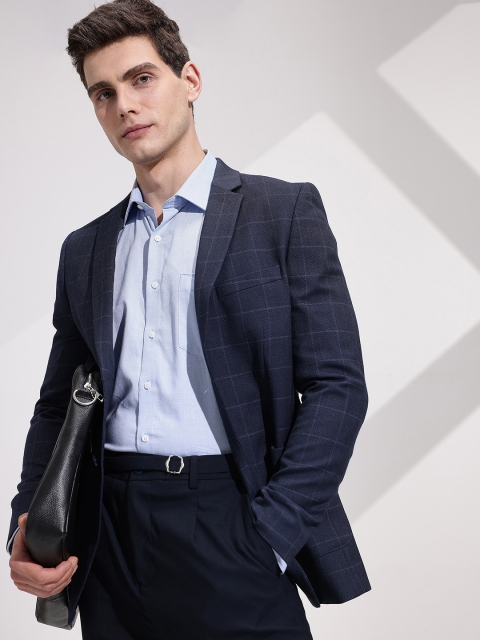 INVICTUS Checked Notched Lapel Collar Slim Fit Semiformal Blazer