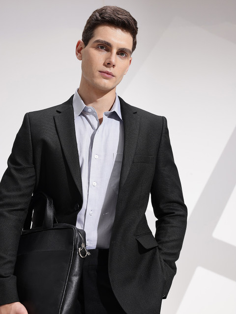 INVICTUS Self-Design Slim Fit Single-Breasted Smart Casual Blazer