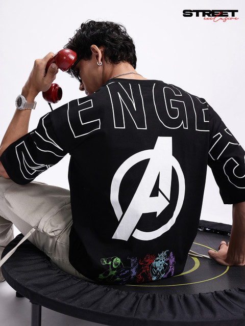 Kook N Keech Marvel Avengers Printed Drop-Shoulder Sleeves Pure Cotton Relaxed Fit T-shirt
