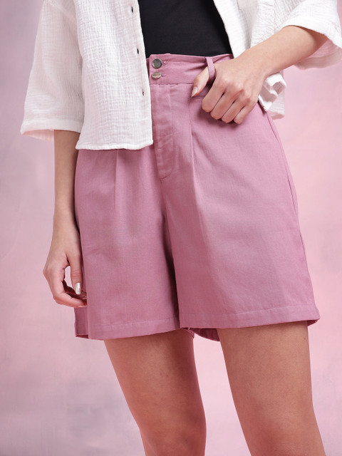 DressBerry Women High-Rise Pure Cotton Shorts