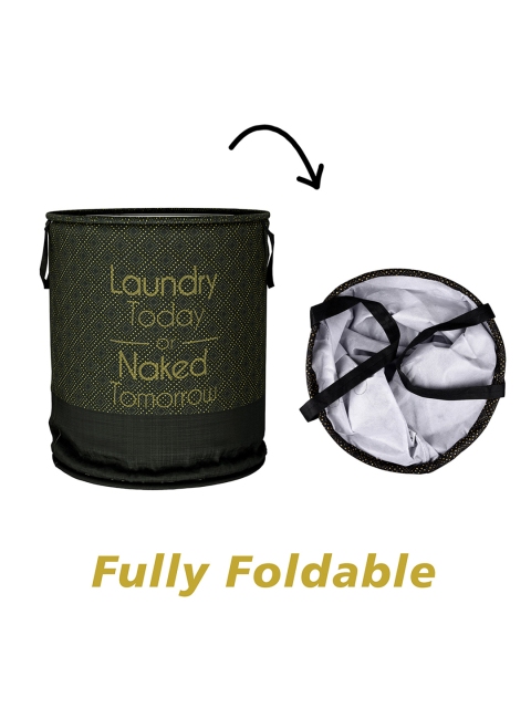 Kuber Industries Black Printed Round Clothes Storage Laundry Basket 45 L - Image 5