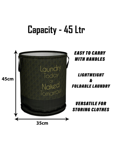 Kuber Industries Black Printed Round Clothes Storage Laundry Basket 45 L - Image 7