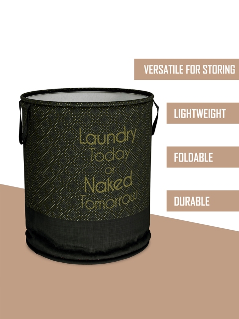Kuber Industries Black Printed Round Clothes Storage Laundry Basket 45 L - Image 6