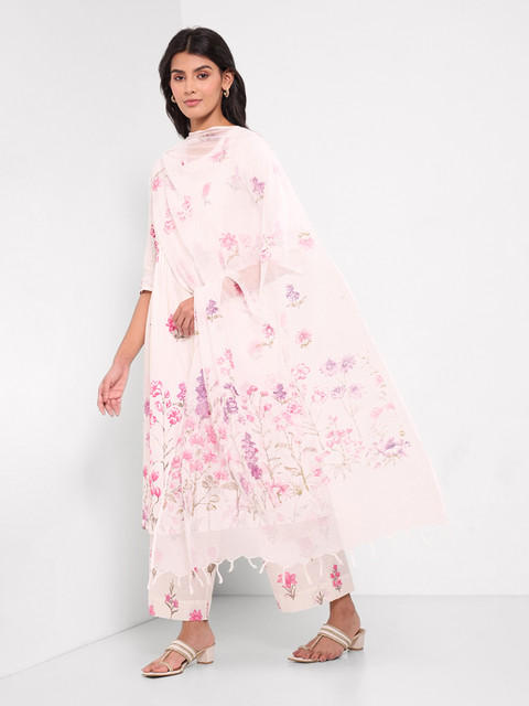 RANGMANCH BY PANTALOONS Floral Printed Dupatta With Tasselled Border - Image 4